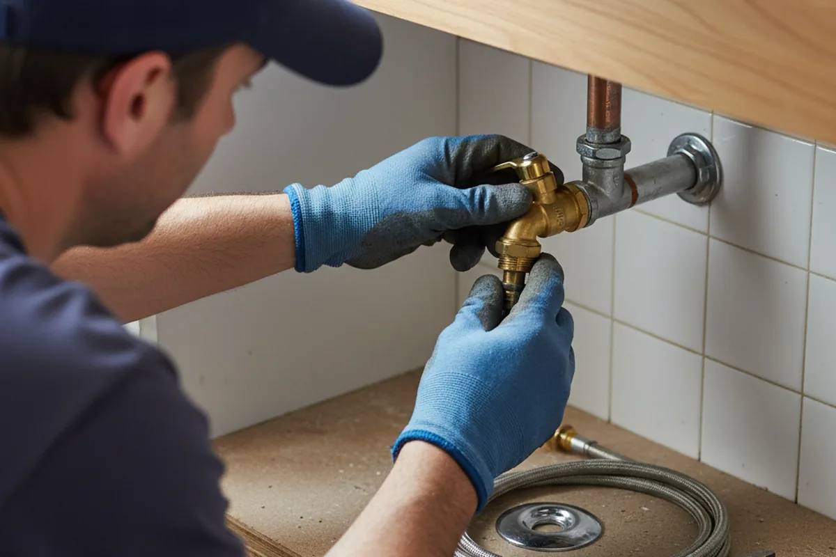 Shutoff valve and fitting work during Faucet and Fixture Repair in Resaca
